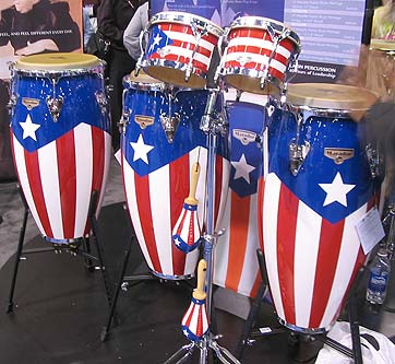 LP was showing a percussion rig done up in full Puerto Rican flag glory.